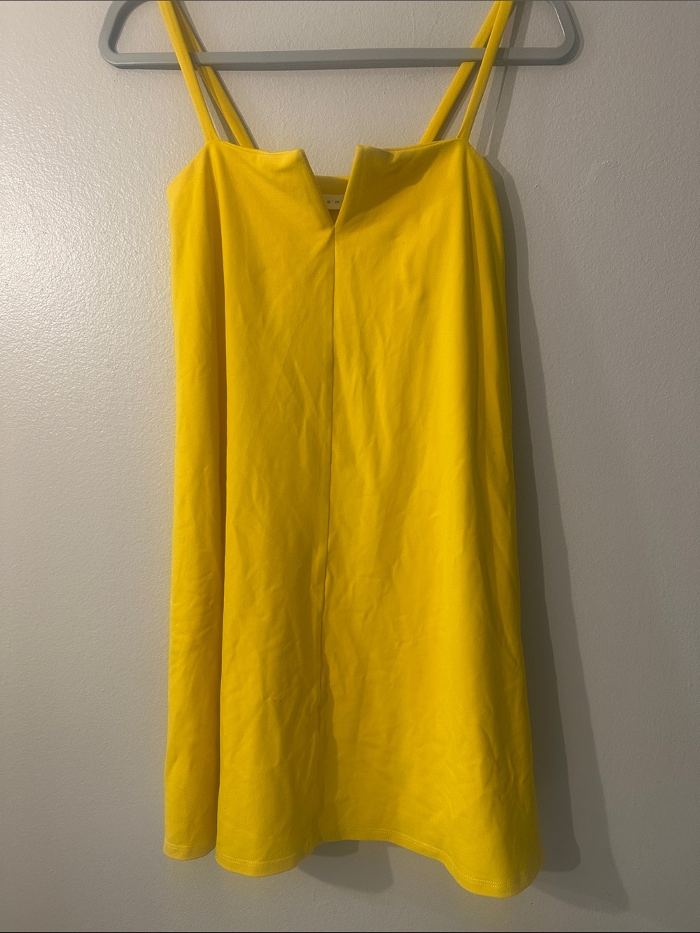 Susana Monaco Women's Flared V-Wire Tank Dress Yellow Spaghetti Strap Slip Sz XS